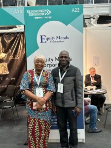 Executive Director, Women in Mining Africa (WiM-Africa), Dr. Comfort Asokoro-Ogaji (Left) and Dr Ekwo Edwin Ocheni, Director, Nigeria Geological Survey Agency (NGSA) at the Mines and Money Event (Resourcing Tomorrow) in London December 2, 2024.