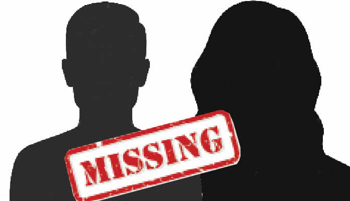 Silhouettes of two people with a "Missing" stamp, highlighting Nigerian missing persons.