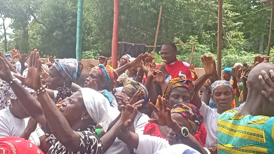 Nigerian youths protesting to highlight crime and insecurity issues.