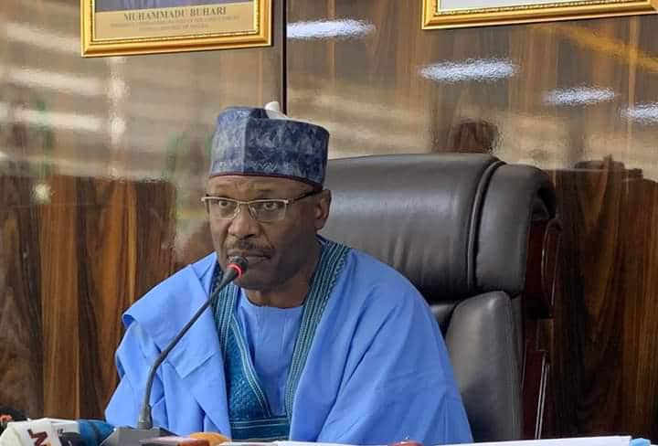 Justice Liman, Mahmood Yakubu discuss upcoming elections at INEC headquarters.