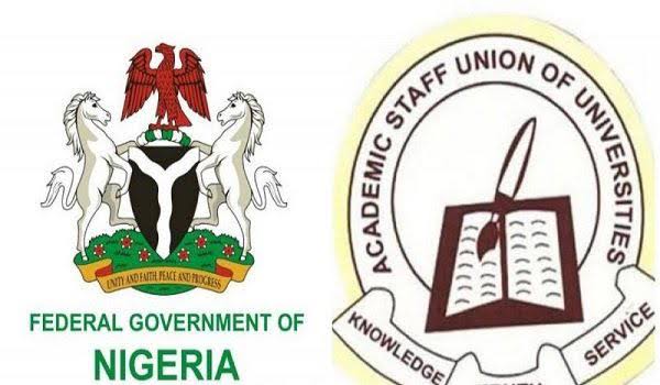 Nigerian government emblem and academic staff union logo symbolizing education and governance.