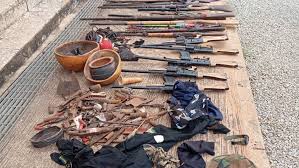 Arms and ammunition recovered by police in Nasarawa and Benue communities, including guns, rifles, a.