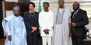 Katsina governor with NSITF representatives discussing workers' welfare support.